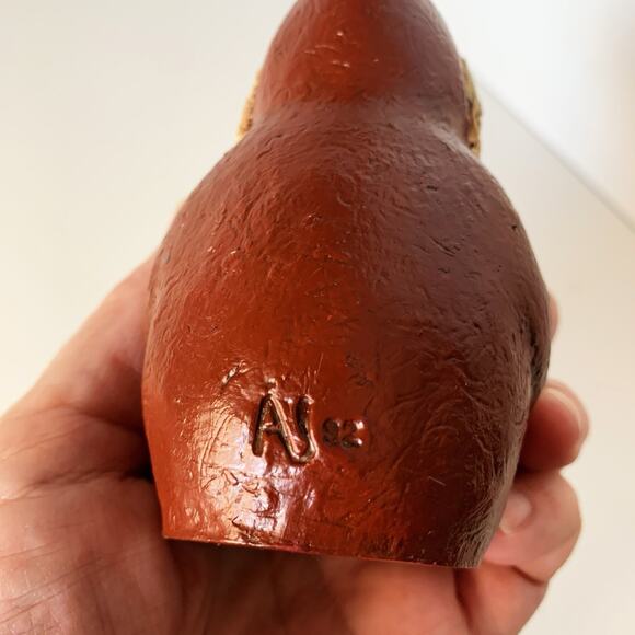 Vintage Folk Art Santa Figurine Hand Painted RESIN Roly Poly AJ '92 Signed - Picture 3 of 6